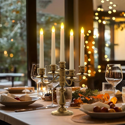 PChero Flameless Candles with Remote Timer, 7.9" Ivory Battery Operated LED Taper Dripless Floating Flickering Candles for Wedding Halloween Thanksgiving Christmas Themed Party Valentines Decorations