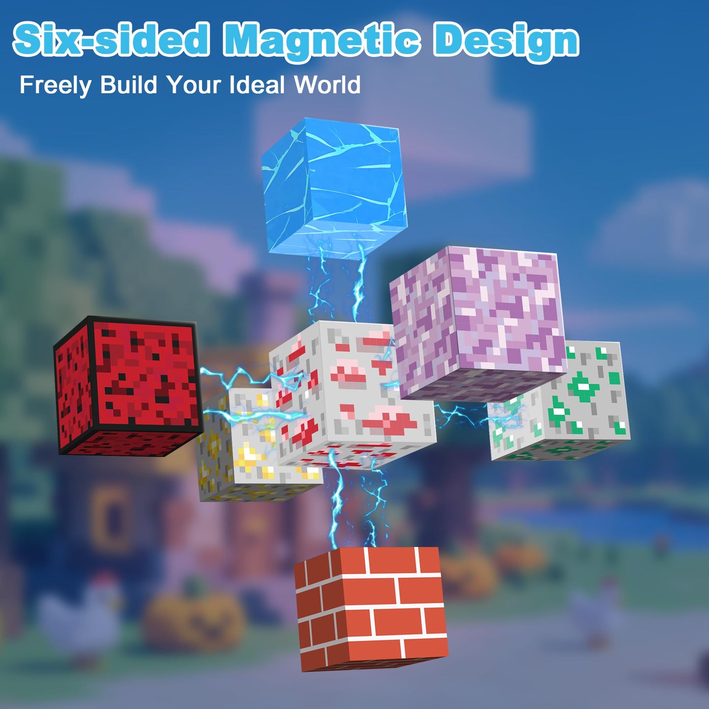 HitToys 200PCS Magnetic Blocks Building Blocks for Kids, Magnetic Tiles Build World Set, Magnetic Cubes Toys Games Christmas Birthday Gifts for Boys Girls Ages 4 5 6 7 8 10
