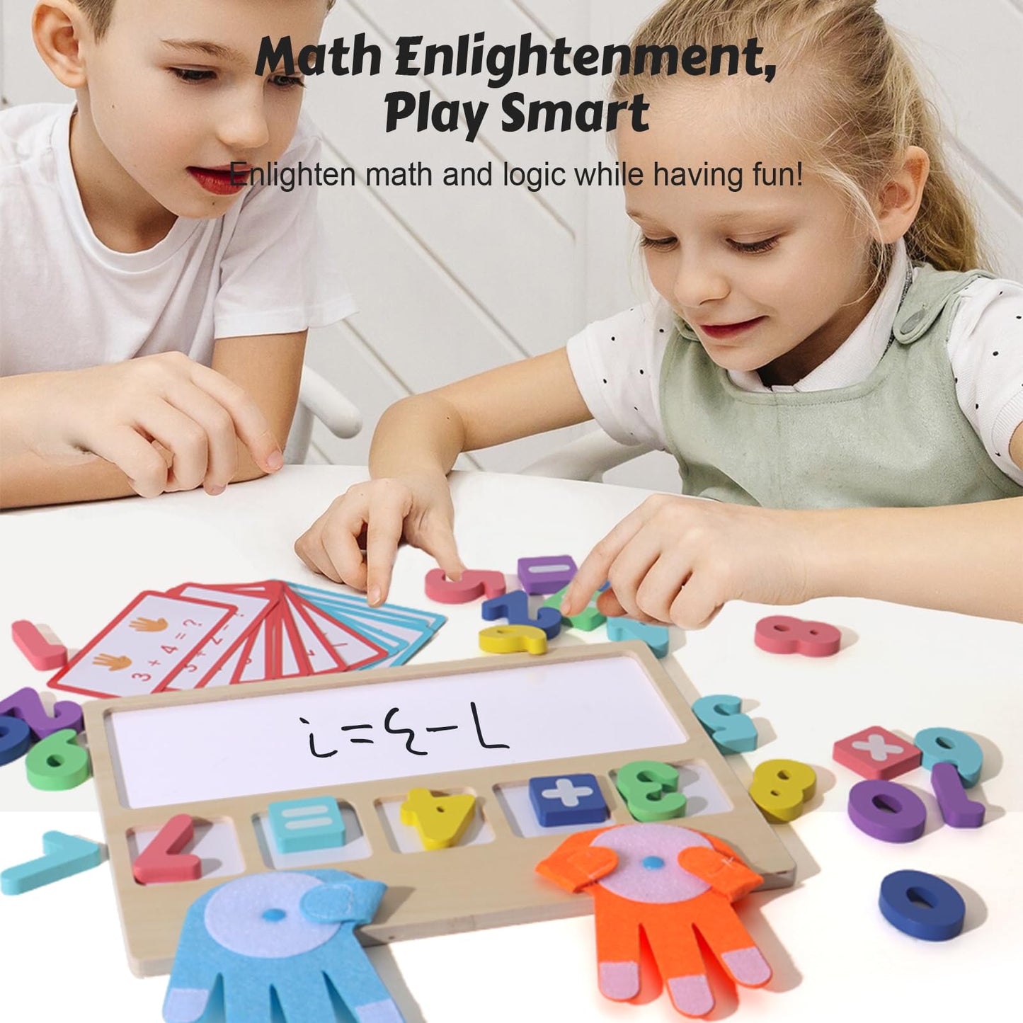 BESTAMTOY Montessori Math Board Toy - Double-Sided Finger Counting & Number Tracing Board Number Blocks, Wooden Math Manipulatives for Kids Ages 3-6, Preschool Classroom Homeschool Educational Games