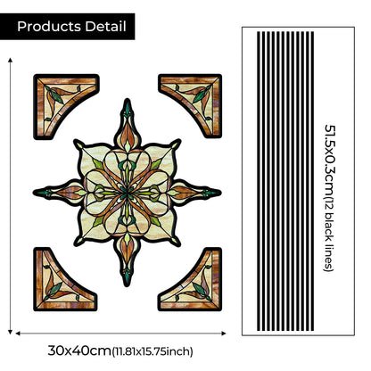 ADD.HERES Window Stickers, ‌Stained Glass Window Privacy Film, UV Blocking Static Cling for Home Kitchen Office Bathroom, Amber Starry Light, 11.81" X 15.75"