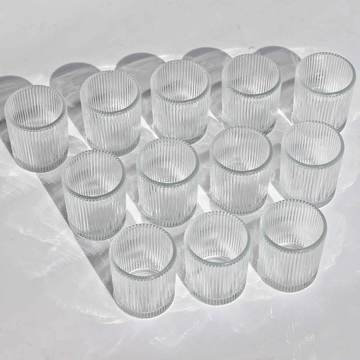 VOHO 24pcs Clear Candle Holder Wedding Centerpieces for Tables, Votive Candle Holders for Votive & Tea Lights Candles, Clear Glass Tealight Candle Holder for Halloween