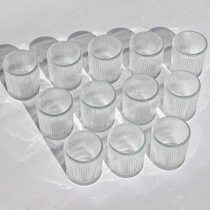VOHO Clear Votive Candle Holders for Table Centerpiece, Glass Candle Holder Bulk Set of 12, Glass Votive Holder for Home Decor & Holiday Decor(2.1 x 2.6 Inch, Clear)