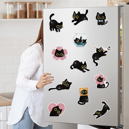 24 Pcs Diamond Art Kits for Kids Teens Adults, Fridge Magnets Diamond Painting Kits Cat Dimond Art Paintings Gem Art Refrigerator Magnets Arts and Crafts for Kids DIY Crafts Gifts Home Decors