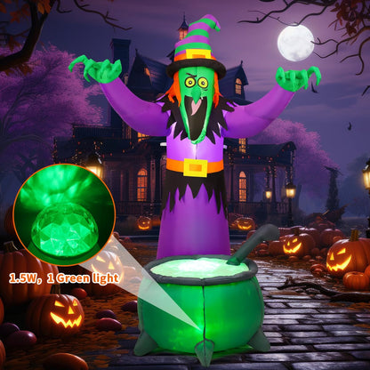 COMIN 6FT Halloween Inflatables Animated Witch Waving Hands Blow Up Outdoor Yard Decorations Garden Lawn Decor