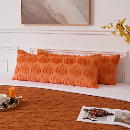 UGASA Fall Pumpkins 14x36 Inch Pillow Cover Pack of 1 Soft Plush Faux Wool Fur Large Long Rectangle Lumbar Cushion Cover Autumn Halloween Home Decor for Couch Sofa Chair Bed, Orange