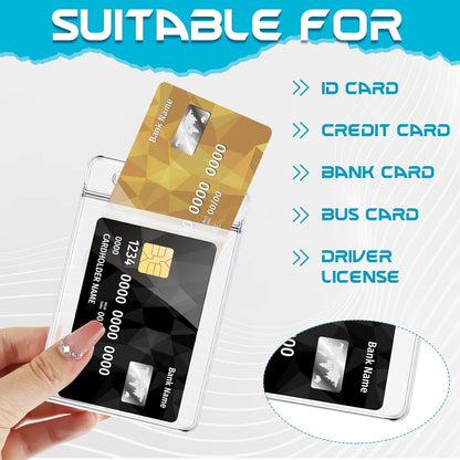 BESARME 30 Pack Vertical ID Badge Holders Clear Plastic Waterproof Card Holder Resealable for Office Worker Teacher