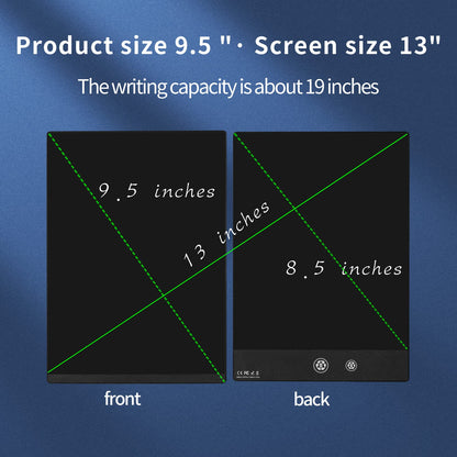 LCD Writing Tablet 9.5 Inch Double Display, Ultra-Slim 0.2in Lightweight Compact Digital Notepad, Two-Sided Reusable Drawing Pad with Magnetic Stylus, Kids Doodle Board for Adults Office School