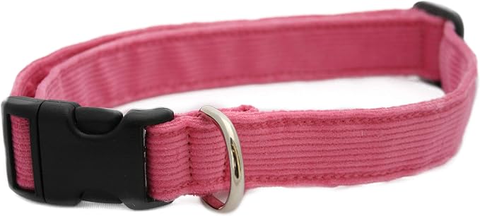 Hemp Corduroy Dog Collar - No Pattern (1/2" Extra Small, Pink)