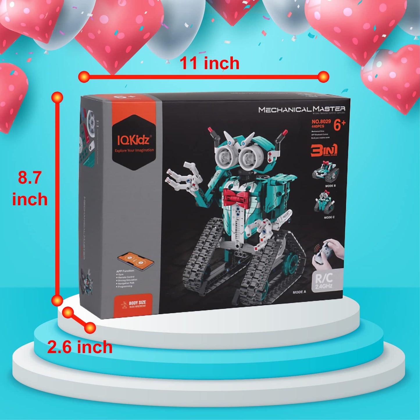 IQKidz APP/Remote Control STEM Building Kits for Kids Ages 8-12 - 3 in 1 RC Robot Car Toys, 440 Pcs Educational Science Projects, Gift Ideas for Boys Girls