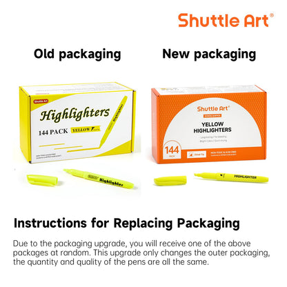 Shuttle Art 144 Pack Highlighters, Yellow Highlighter Pen Bulk with Versatile Chisel Tip Dry-Quickly Non-Toxic Highlighter Markers for Adults Teachers Students Highlighting in Home School Office