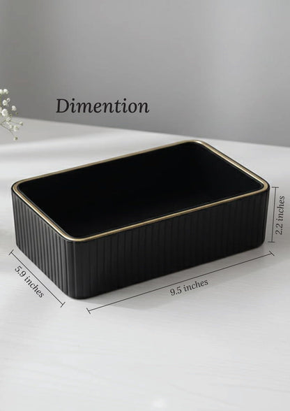 CASA MOCA Valet Tray, Small Leather Tray, Wallet Tray, Vanity Tray, Catch All Tray, Nightstand Tray Organizer, Bedside Organizer Tray, Office Desk Organizer (Black Onyx) for Men and Women.