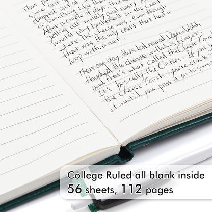 feela 6 Pack Pocket Mini Notebooks Bulk, Small Cute Memo Notepads Hardcover College Ruled Lined Journals with Pen Holder for School Business Work, with 6 Black Pens, 3.5”x 5.5”, A6, Dark Green