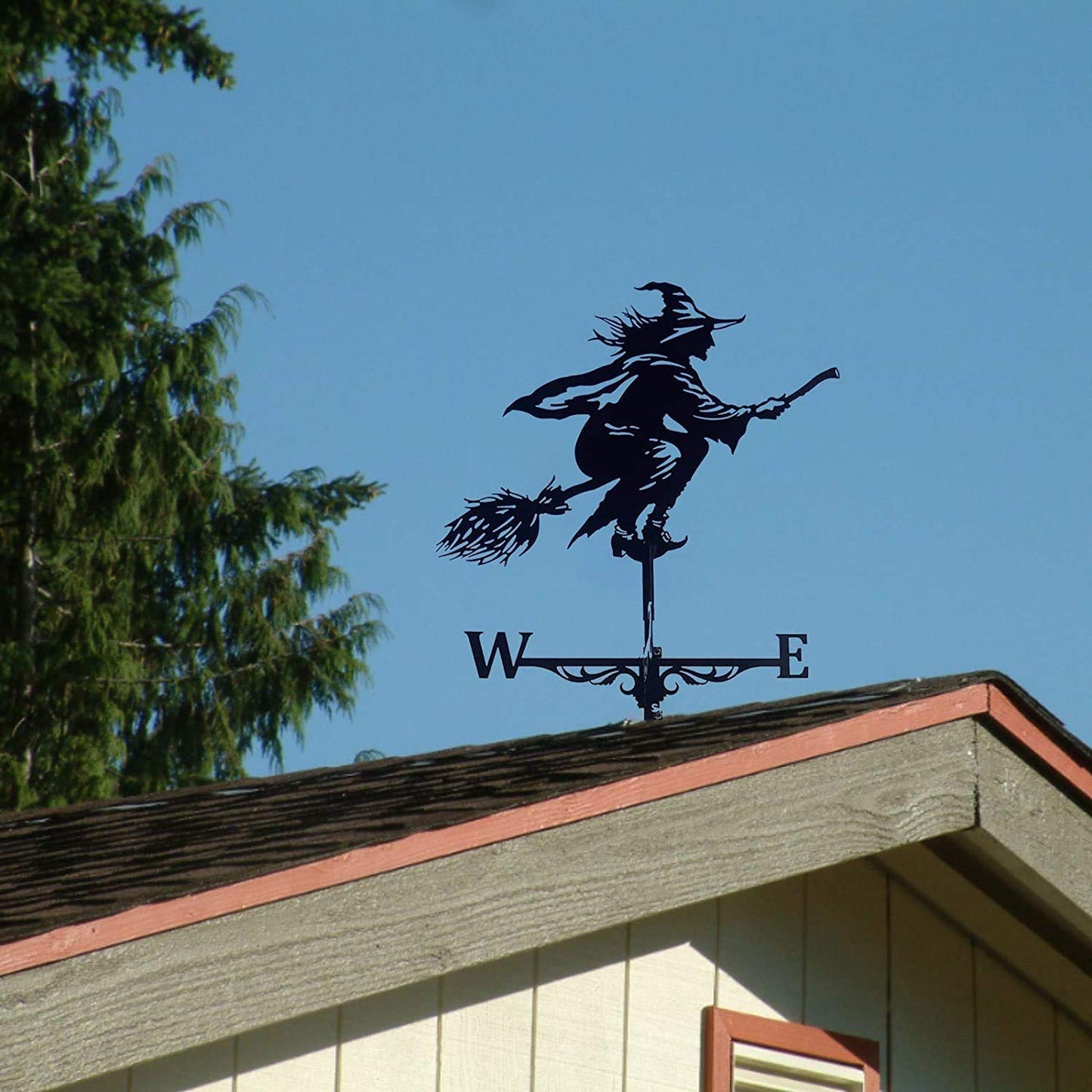 Alnicov Witch Metal Weathervane,Stainless Steel Weather Vane with Roof Mount Roof Garden Decorations for Outdoor Farm Yard Garden Gazebo