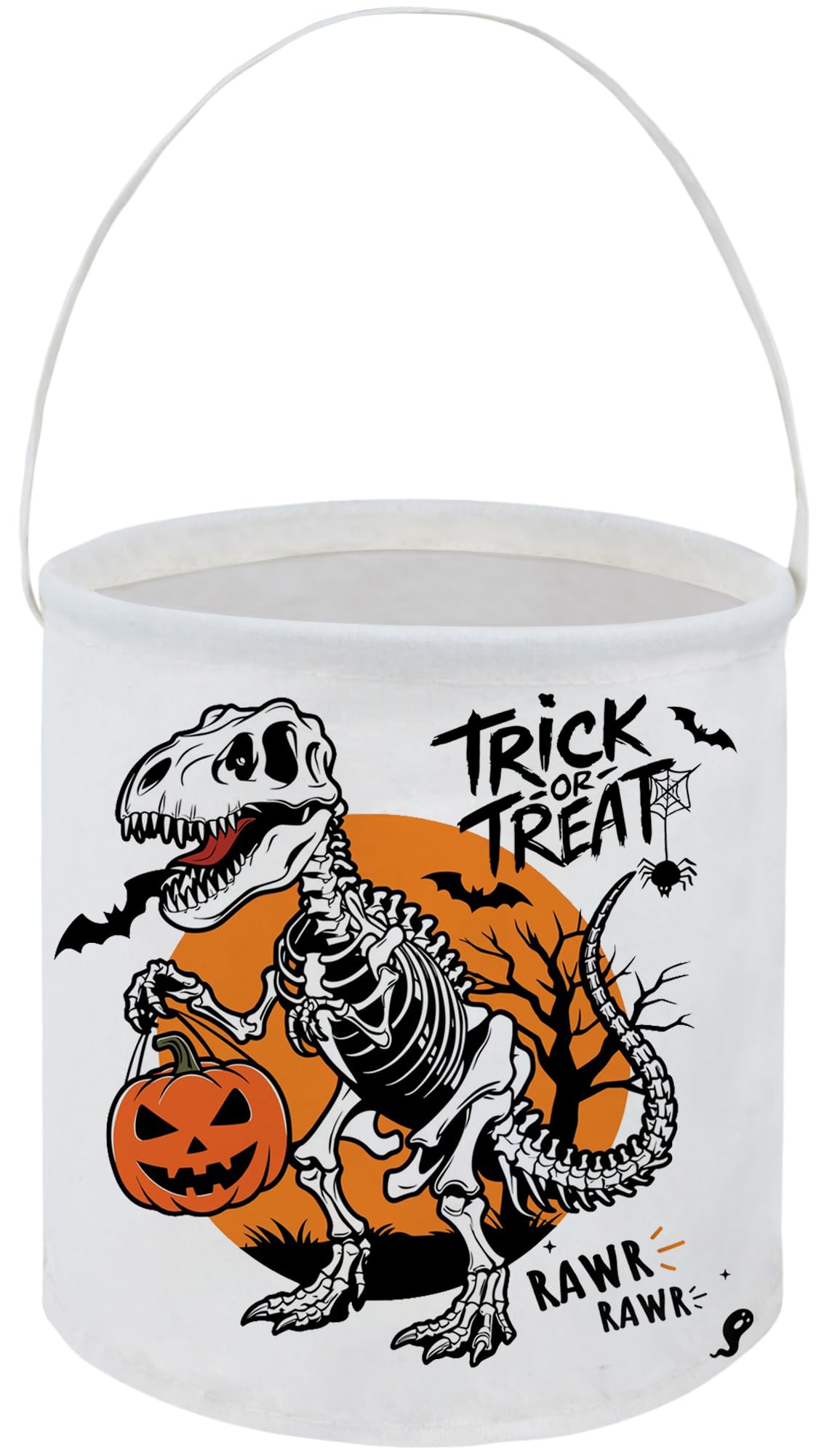 FXOCSHE Halloween Trick or Treat Bucket,Cute bucket,candy tote with handles,party supplies,holiday party decoration gift basket(Dinosaur Halloween)