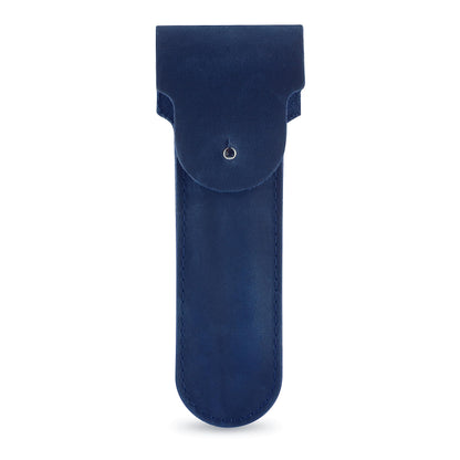 Safety Razor Head Protecting Leather Cover, Genuine Cowhide Leather Double Edge Safety Razor Case Accessories for Travel, Butterfly Razor Case, Soft Leather Double Edge Razor Case (Blue)