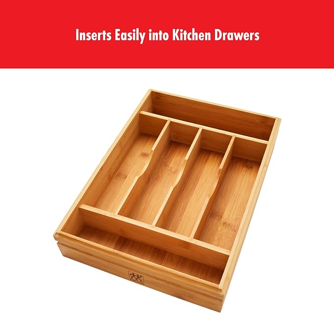 ZWILLING Bamboo Flatware Storage Tray, Kitchen Drawer Organizer for Utensils and Cutlery, Eco-Friendly Bamboo Design