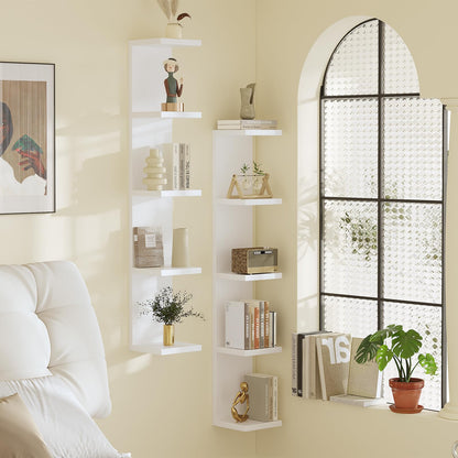 LitaEther 5 Tier White Lack Wall Shelf - Multi-Functional Display Organizer for Anime Figures, Funko Pop, Plants, Makeup & Books (7.1" x 5.5" x 30.7") – Space-Saving Floating Shelf for Home & Office