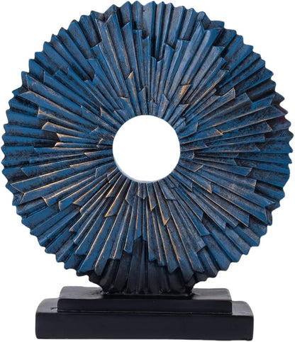 HODESumPure Gold Luxury Round Decorative Sculpture Statue Above Cabinet Home Decorations for Living Room Kitchen Fireplace Mantel Office Bookshelf Table Top Home Decor Accents (Blue S)