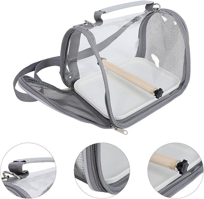 Small Bird Travel Cage Carrier Portable Parrot Carrier Bag with Breathable Mesh Small Gray Travel Cage for Budgie Conure Outdoor Transport