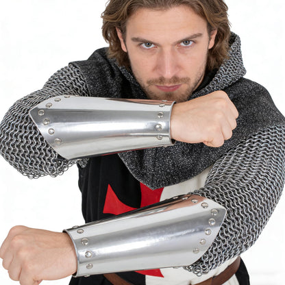 KOTORA Arm Bracers Gauntlet Wristband Leather Medieval Viking Knight LARP Retro Renaissance Arm Guards Cuff Bracelet Costume Props (1-Sliver)