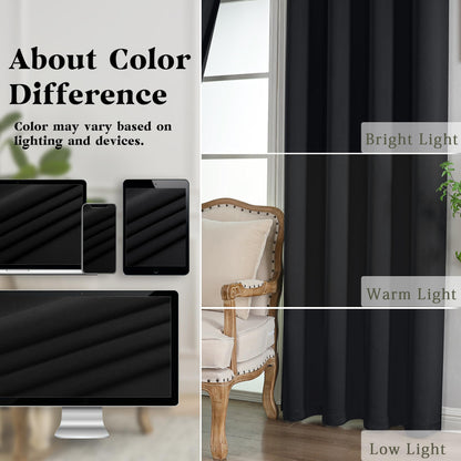 Simplebrand Halloween Black Out Curtains for Bedroom 72 Inches Long 2 Panels Set, Solid Thermal Insulated Privacy Room Darkening Window Curtains for Living Room, Soft Blackout Drapes, W50 x L72 Inch