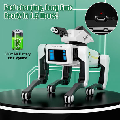 Dingdongwu Shoot Robot Dog - Interactive STEM Pet with Voice Control, 30+ Actions & APP Programming, Durable Design for Kids Age 6+ (Compatible with iOS/Android)