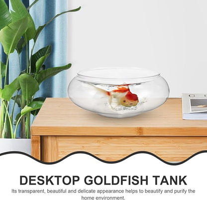 Kisangel Transparent Acrylic Desktop Aquarium Tank 9.53 Inch Betta Fish Bowl with Plant Decoration for Home Office Garden