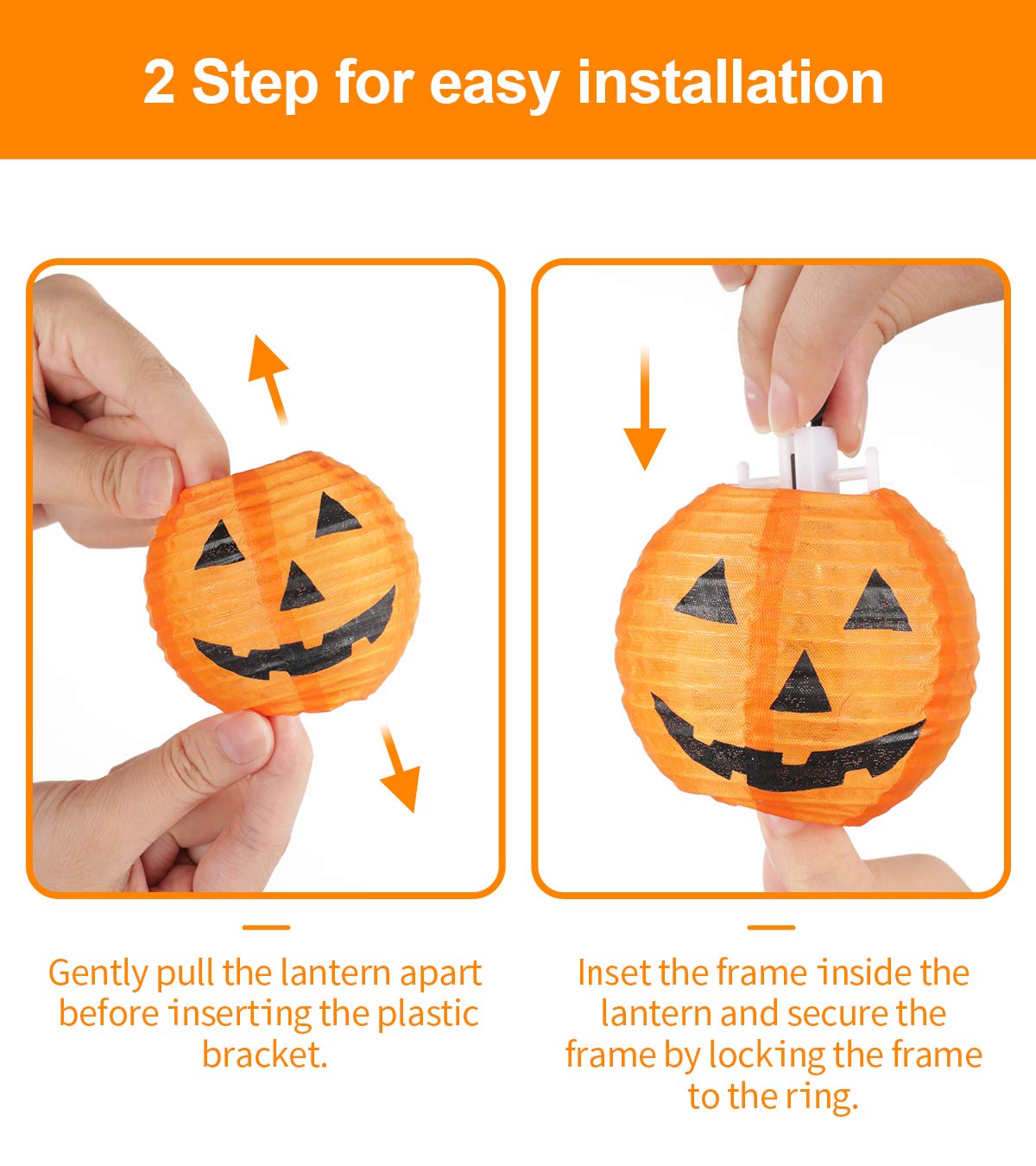 TIGOMOOV Halloween Lantern String Lights, Jack O Lanterns Pumpkin String Lights Plug in, 10 Orange Lights String 9.83FT Connectable Indoor/Outdoor Halloween Decorations