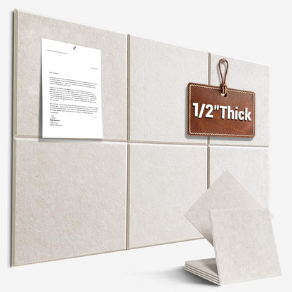 Large Cork Board for Office Wall Decor, 36"x24"- 6 Pack Felt Wall Tiles with Safe Removable Adhesive Tabs, 1/2" Thick, Felt Bulletin Board Pin Board Cork Boards for Walls - Oatmeal