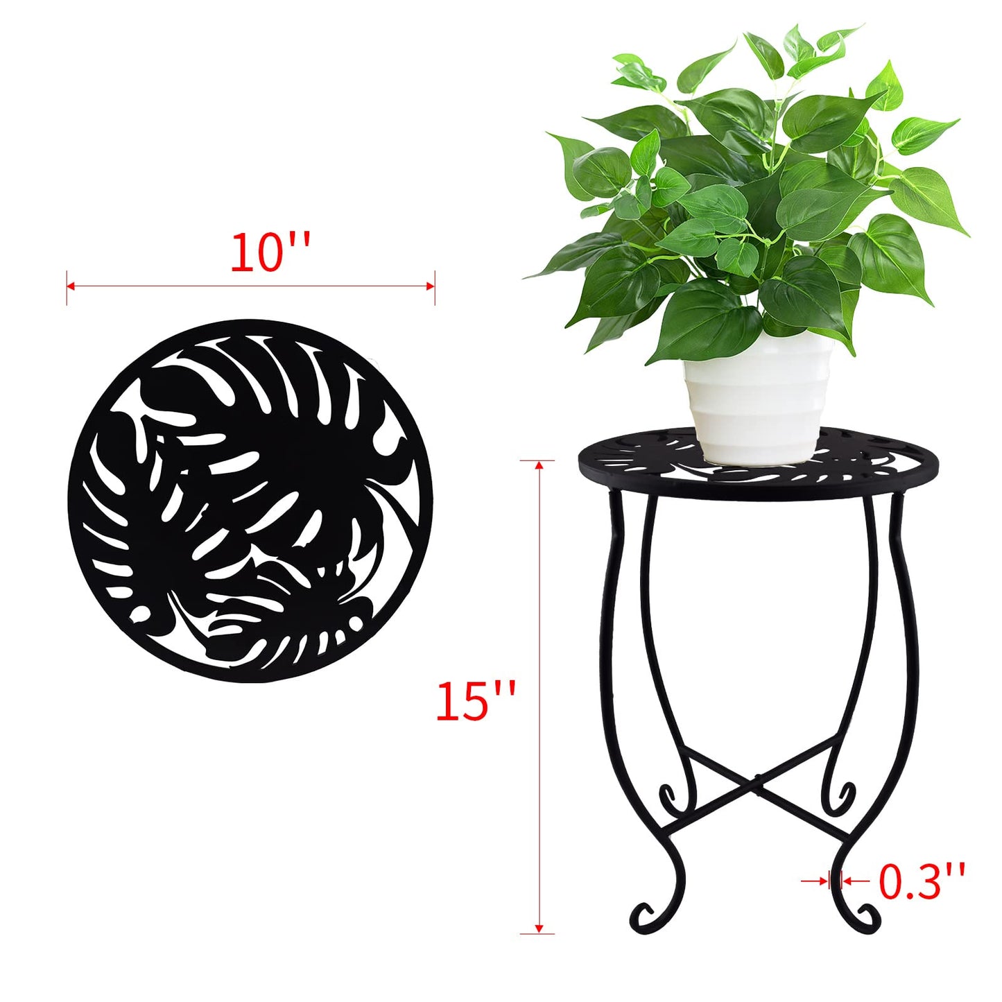 TLBTEK Planter Stand,10 Inch Metal Round Potted Plant Stands Indoor Outdoor ,Single Modern Flower Pot Stand Holder Rack Planter Display for Home,Kitchen,Patio,Garden, Corner, Balcony and Bedroom (Style 4)