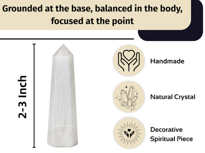 Amazing Gemstone Scolecite Crystal Towers - Natural Healing Crystal Point Obelisk for Reiki Healing and Crystal Grid (2" to 3" INCH)