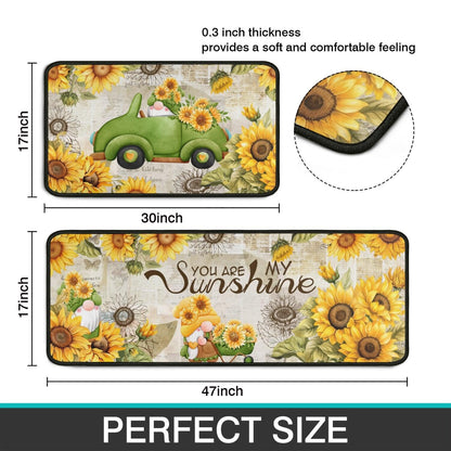 Ghroiep 2 Piece Sunflower Kitchen Decor Rugs Set, Farmhouse Country Dwarf Kitchen Rugs and Mats Non Skid Washable Absorbent Microfiber Kitchens Accessories Decoration Floor Mats 17"x47"+17"x30"