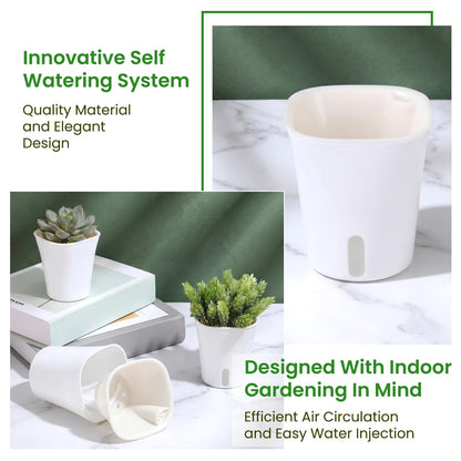 Giloaou 20 Pcs 3 Inch Self Watering Pots, Self Watering Planters with Water Level Indicator Vents, Plastic Garden Flower Pots for Indoor Succulents, Flowers