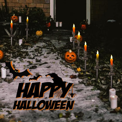 ILLUMINEW Halloween Pathway Lights, 5 Pack Candle Skull Hand Candle Holder, Waterproof Solar Halloween Led Lights, Indoor and Outdoor Party Home Garden Porch Decoration