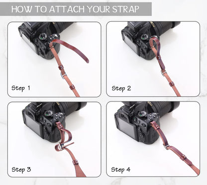 MY MEMORY Handmade Genuine Leather Camera Strap,Adjustable Camera Neck Shoulder Strap for All SLR and DSLR-Dark Brown