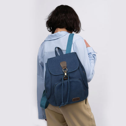 GAEKEAO Small Backpack for Women Canvas Mini Backpack Purse Casual Daypack for Daily Travel Work Sports College Shopping (Navy Blue)