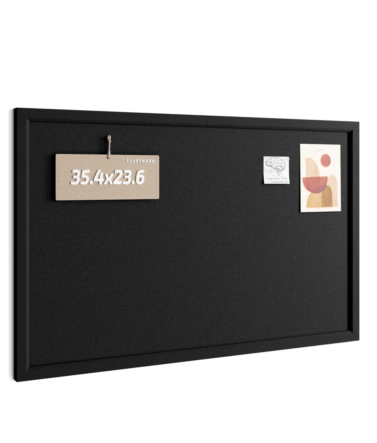 Fluxynara Foldable Cork Board Alternative, Felt Bulletin Board 35.4" x 23.6" Black Frame with 24 Adhesive Tabs, Pin Board for Home Office, Classroom, Entryway, Kitchen Wall Decor—Black
