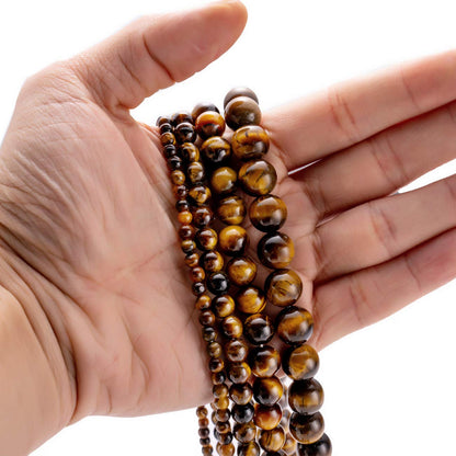 BEADIA Natural Yellow Tiger Eye Stone Round Loose Semi Gemstone Beads for Jewelry Making 8MM 44PCS