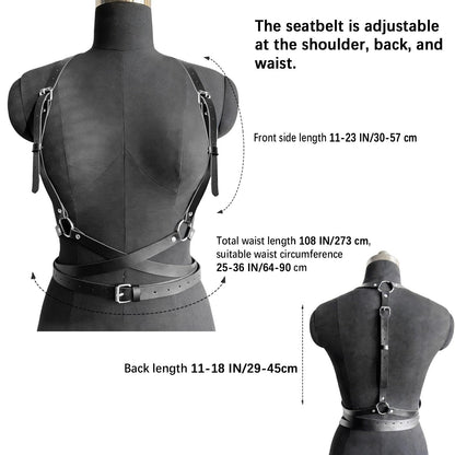 OURWORTL Punk Body Harness Belts for Women Leather Waist Belt Adjustable Gothic Rave Accessories Goth Outfit Rock Belt