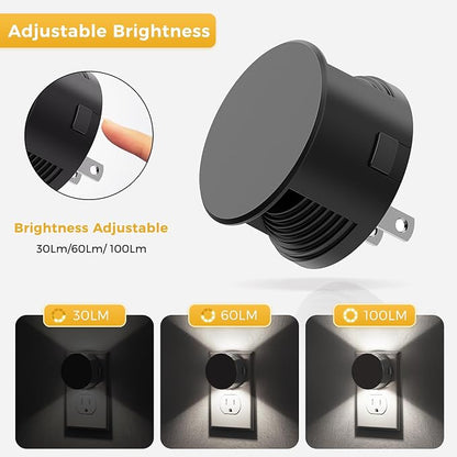 L LOHAS LED Night Lights Plug into Wall,[2-Pack] Plug in Night Light with Light Sensor,Brightness Adjustable,5000K Daylight White,Nightlight for Hallway Bedroom Bathroom