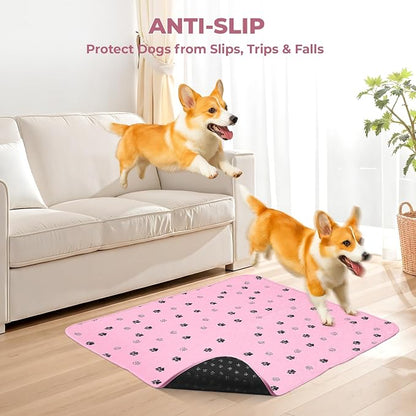 Fostanfly Washable Pee Pads for Dogs, 2 Pack 63"x63" Training Pads, Pink | Machine Washable & Reusable pee pads, Strong Absorbency, Leak-Proof & Waterproof, Non-Slip, Playpen, Dog Whelping, Crate