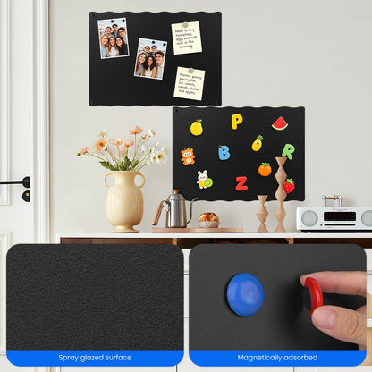 2Pack Magnetic Board for Wall, 17" x 12" Magnet Board for Magnets Display, Magnetic Wall Board for Letters, Photos, Notes, Spice Jars, for Cubicle, Cabinet, Door