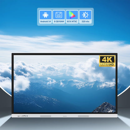 NEWORK 55 Inch 4K Smart Board - Google EDLA-Certified Interactive Whiteboard, Android 14 OS, 50-Point Touch, Wireless Casting - Digital Whiteboard for Classrooms & Hybrid Offices (Board Only)