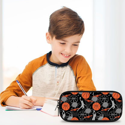 Basketball Large Pencil Case Big Capacity Pencil Pouch for Boys Girls Teen Women Men Adult, Portable Kids Pencil Bag with Zipper, Stationery Storage Pen Bag for School Supplies Office Organizer