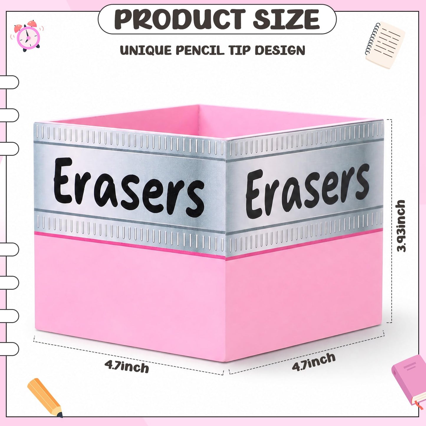Tenceur 4.7x4.7 Inches Erasers Bucket for Teacher Desk Organizer Pencil Holder Bucket Plastic Large Capacity Desk Organizer for Teacher Classroom Craft Supply Storages
