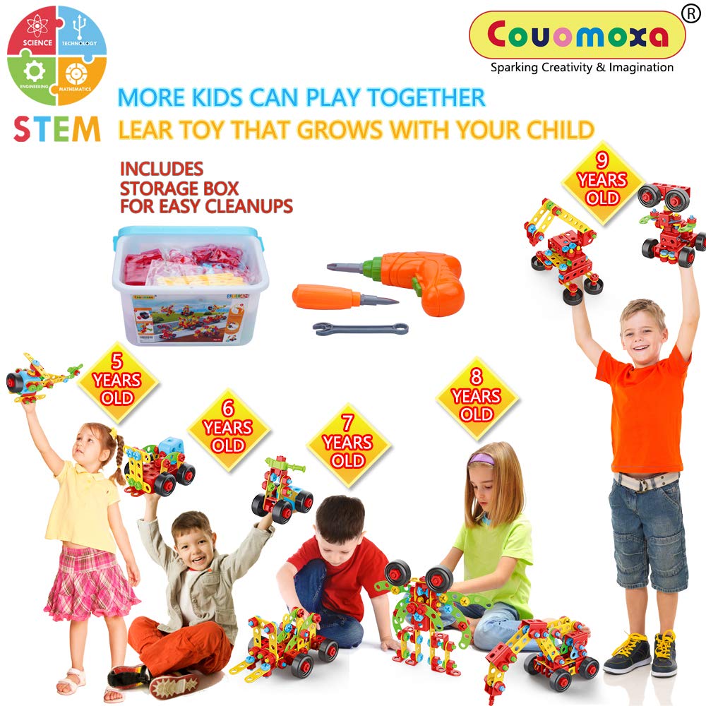COUOMOXA 404 Pcs Building Toys STEM for Kids: 62 DIY Demo Models Construction Creative Set - Educational Toy for 5 6 7 8 9 10+ Years Old Kids Home School - Birthday Gift for Boys Girls