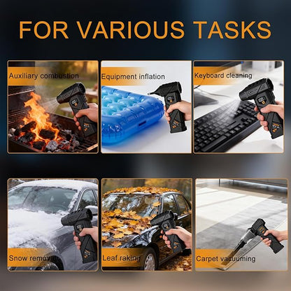Compressed Air Duster, Car Vacuum Portable Cordless 2 in 1, 130000RPM Electric Air Duster with LED Display&Light, Adjustable Cordless Handheld Blower Vacuum Cleaner for Keyboard, PC, Car and House