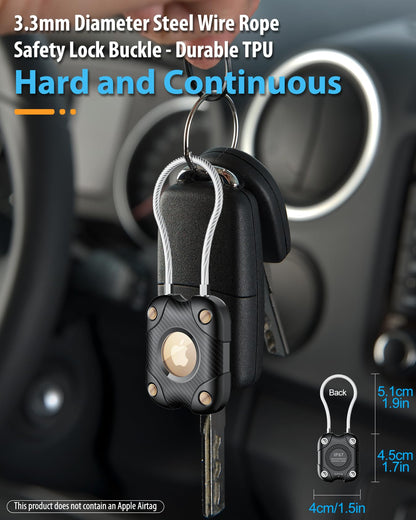 DEERLET for Airtag (1st & 2nd Gen) Holder with Wire Cable 4 Pack, Secure Lock Airtag Keychain,IPX7 Waterproof,360°Hard Protective Air Tag Case Holder for Key Chain,Key Ring,Car,Luggage