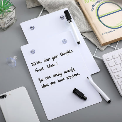 Yexiya 2 Pieces Shower Notepad Waterproof Shower Whiteboard with Suction Cup Dry Erase Board for Shower Shower Writing Pad Board on The Bathroom Wall with Pen for Adults Home Office (6 x 9 Inch)