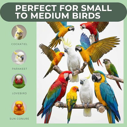 12 Pcs Natural Bird Perches and Shreddable Parakeet Toys, Essential Parrot Cage Accessories with 8 Wood Standsand 4 Shreddable Parakeet Toys, Foraging Shredder and Bird Accessories for Cages